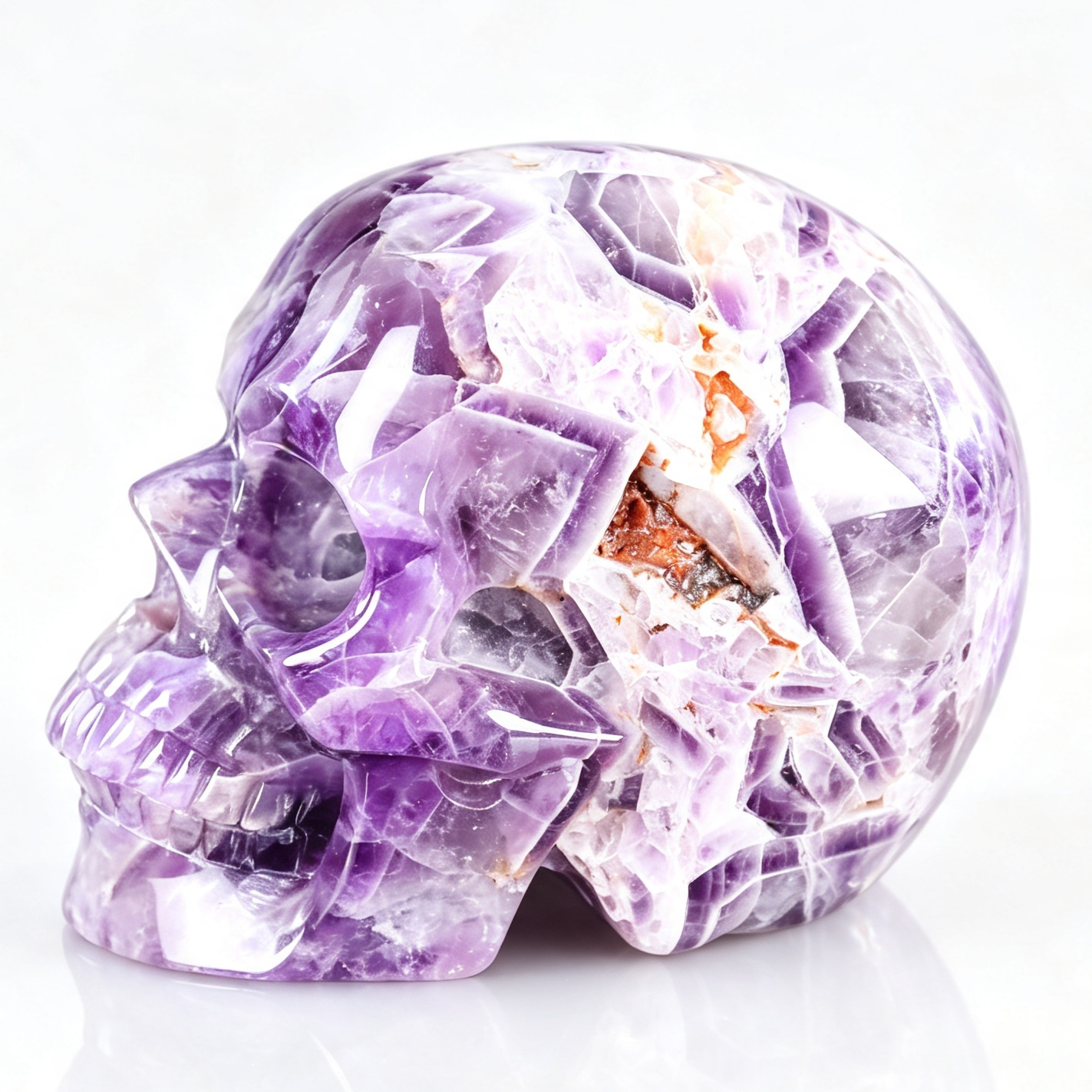 7.0"Hand Carved Natural Amethyst Crystal Skull Spiritual Calming Ornament