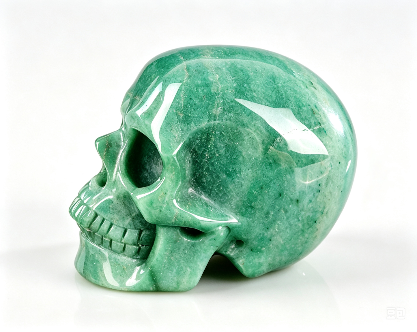 2.2"Natural Green Aventurine Crystal Skull Spiritual Prosperity Ornament