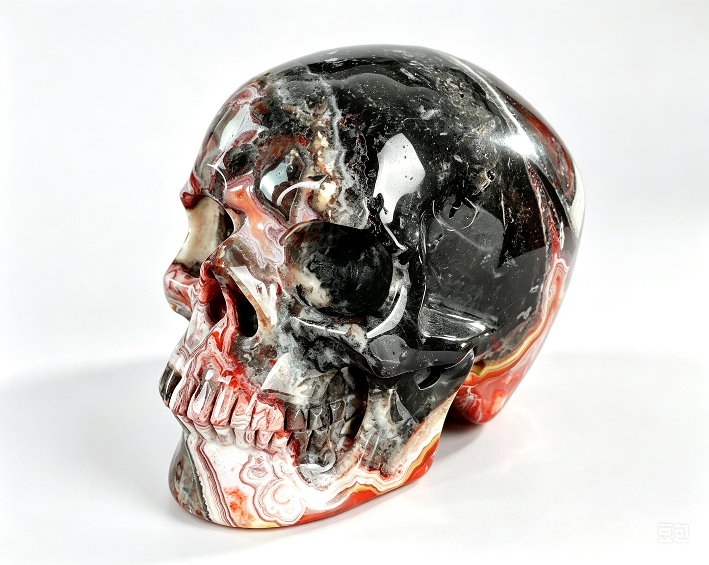 3.0"Natural Red Lace Agate Crystal Skull Spiritual Emotional Balance Ornament