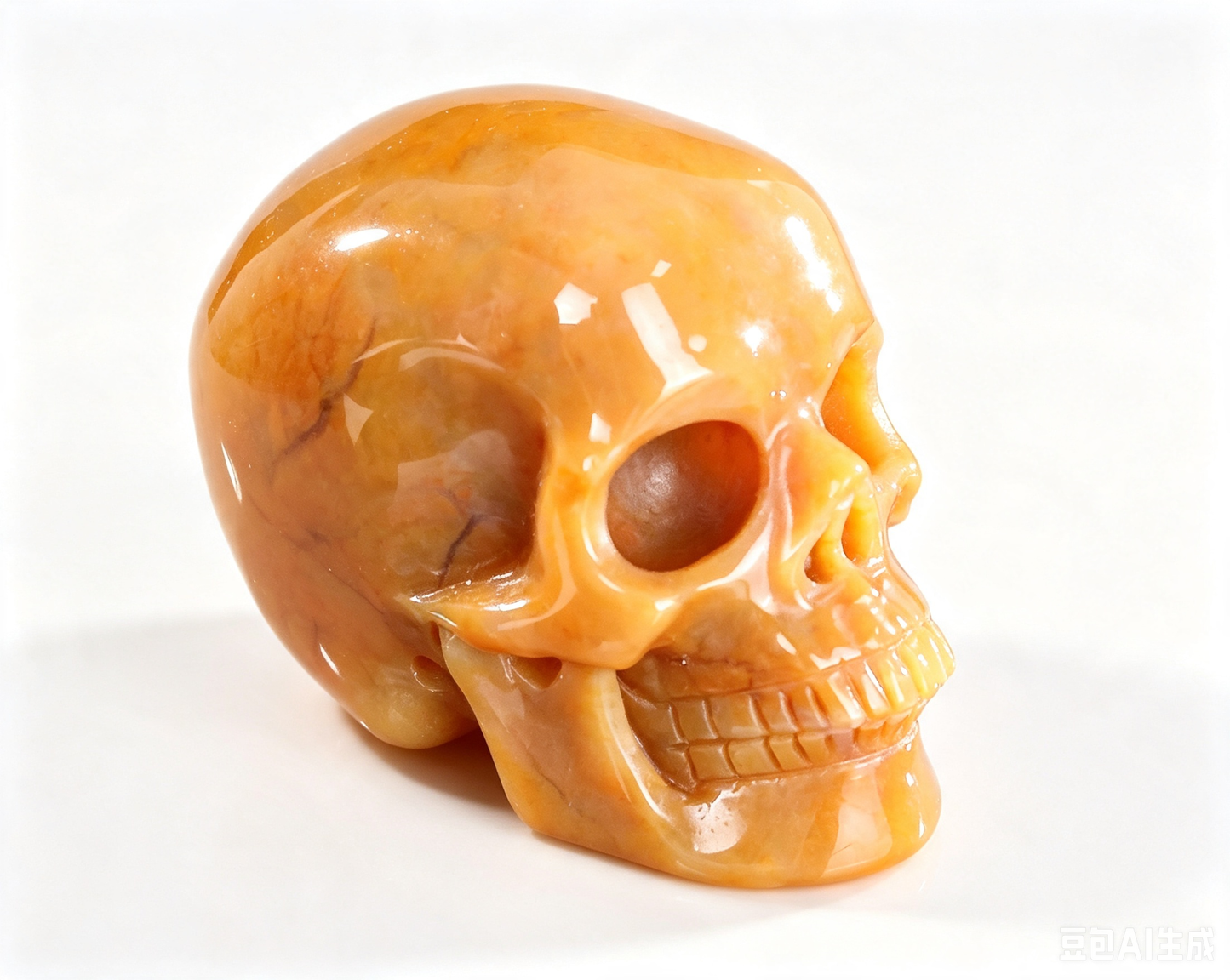 4.5"Natural Yellow Chalcedony Crystal Skull Spiritual Optimism Ornament
