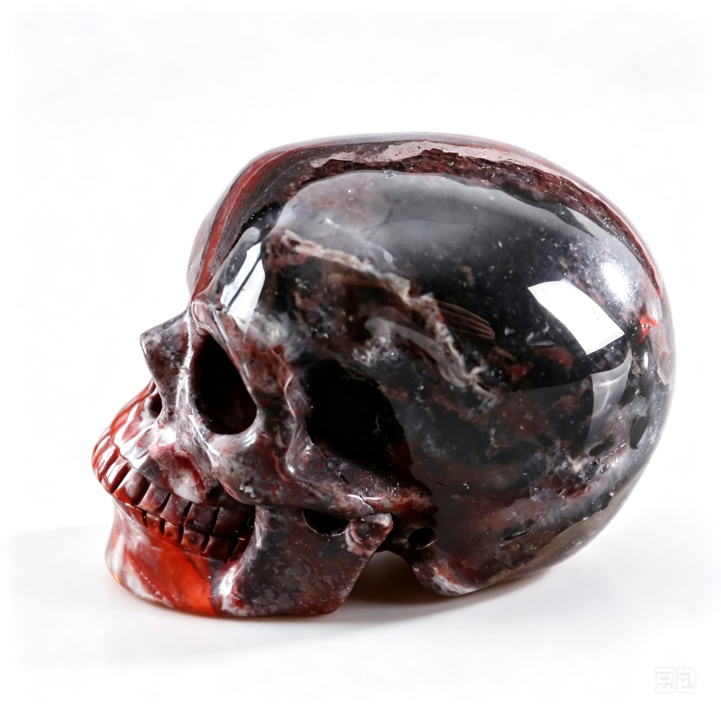 2.2"Natural Red Lace Agate Crystal Skull Spiritual Emotional Balance Ornament