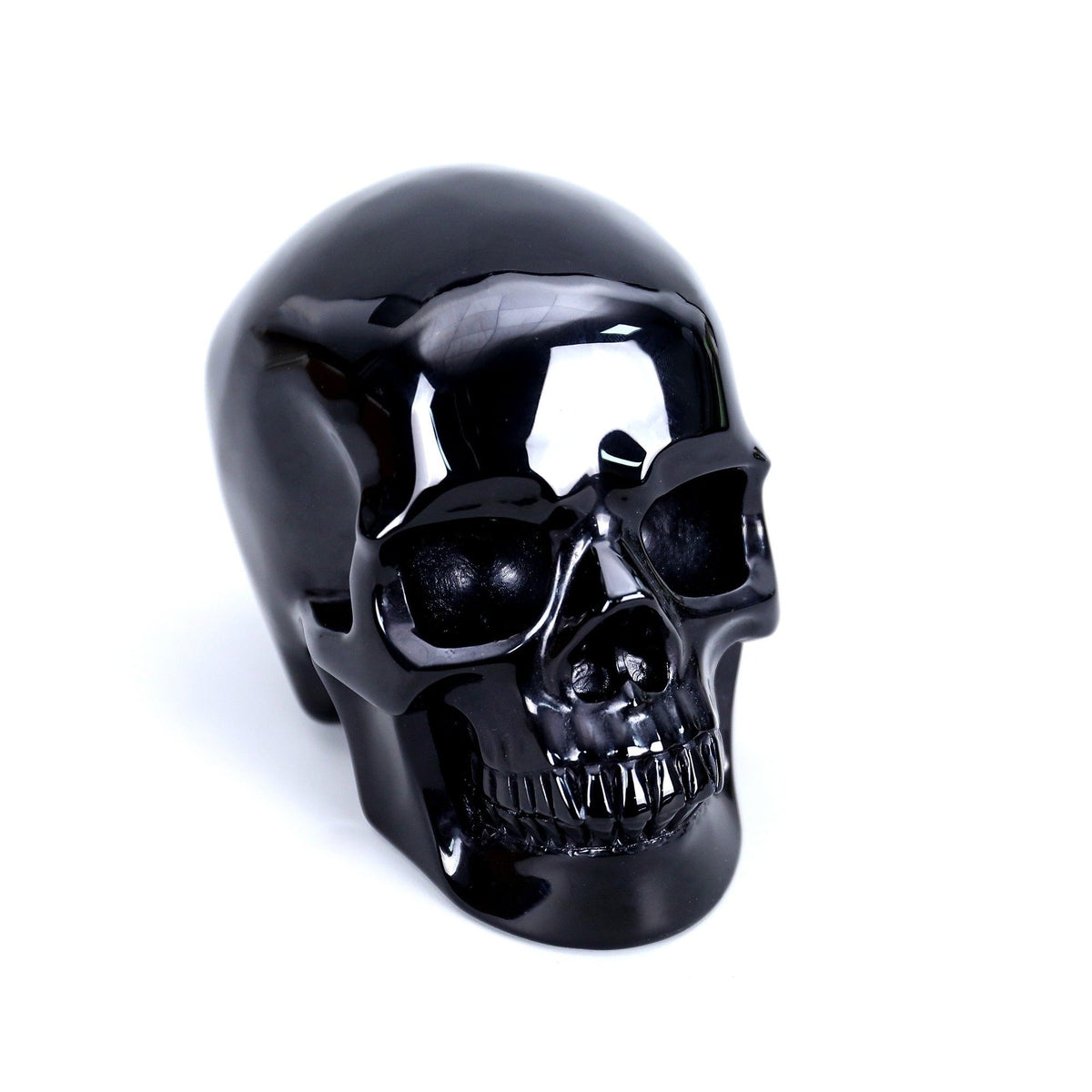 2.2 Inch Black Obsidian Crystal Skull three-quarter view facing right