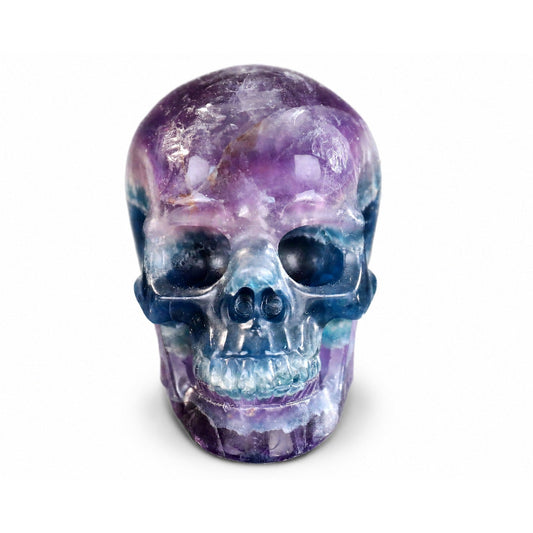 Fluorite crystal skull front