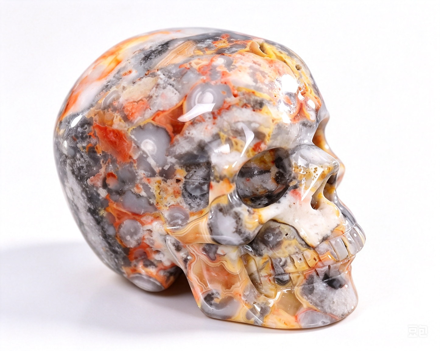 2.2"Natural Crazy Agate Crystal Skull Spiritual Joyful Ornament