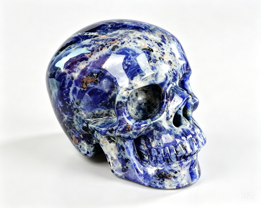 3.0"Natural Sodalite Crystal Skull Spiritual Truth & Calming Ornament