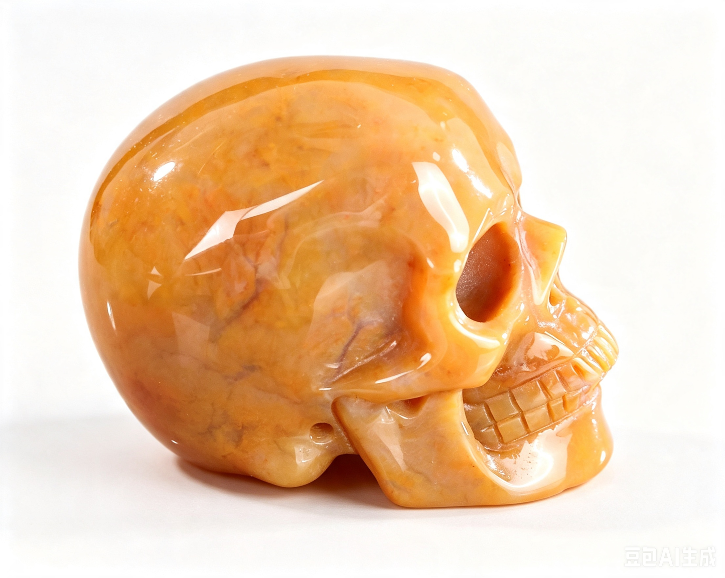 4.5"Natural Yellow Chalcedony Crystal Skull Spiritual Optimism Ornament