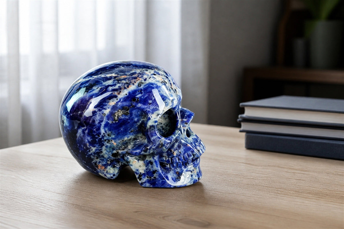 4.5 Inch Sodalite Crystal Skull Detail 1
