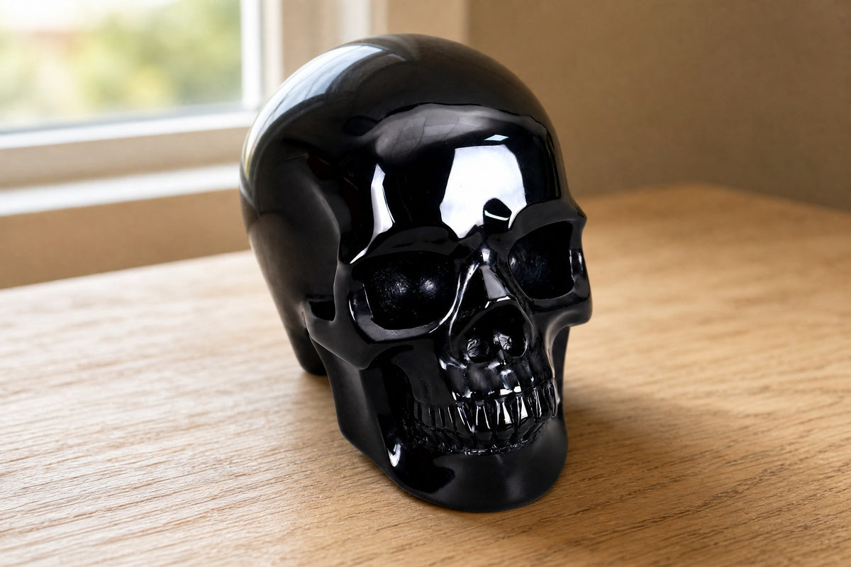 3.0 Inch Black Obsidian Crystal Skull Detail A