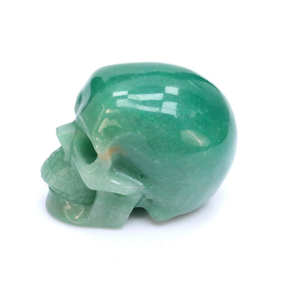 4.5 Inch Green Aventurine Crystal Skull three-quarter rear view