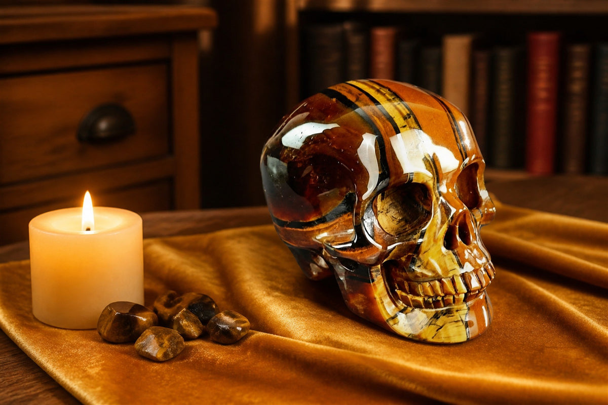4.5 Inch Tiger Eye Crystal Skull Detail 1