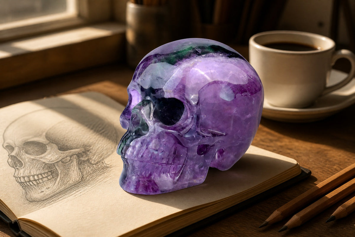 Fluorite skull detail A