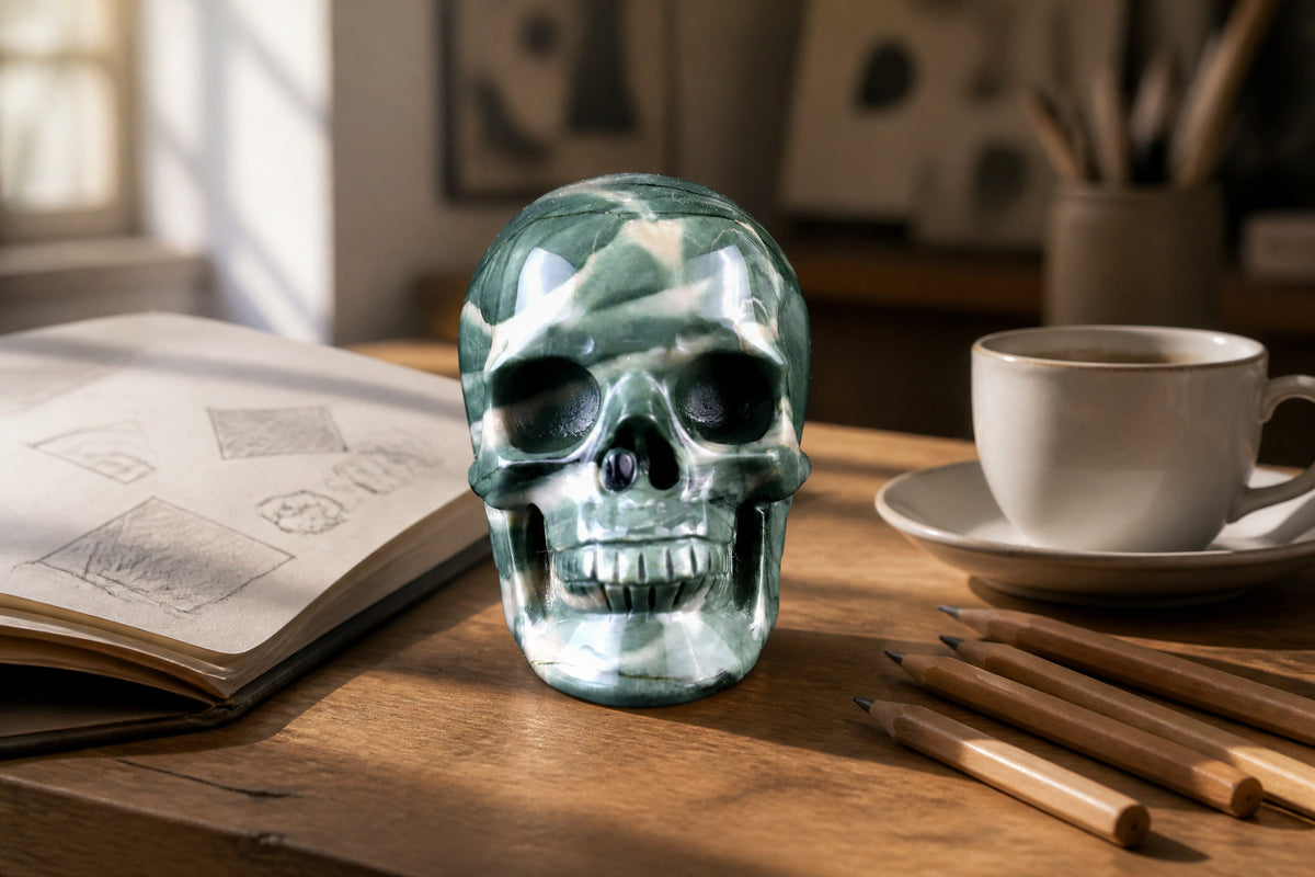 Nine Dragon Jade skull detail A