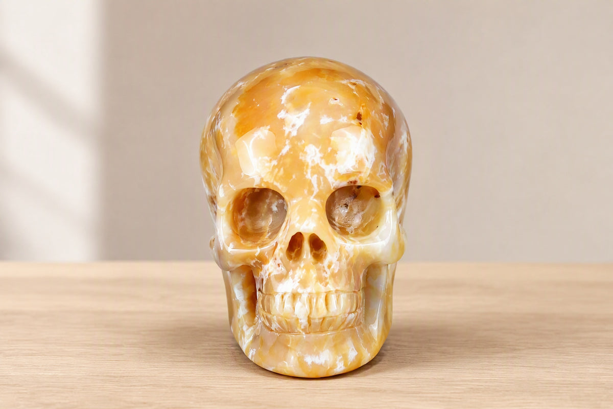 2.2 Inch Yellow Chalcedony Crystal Skull Detail A