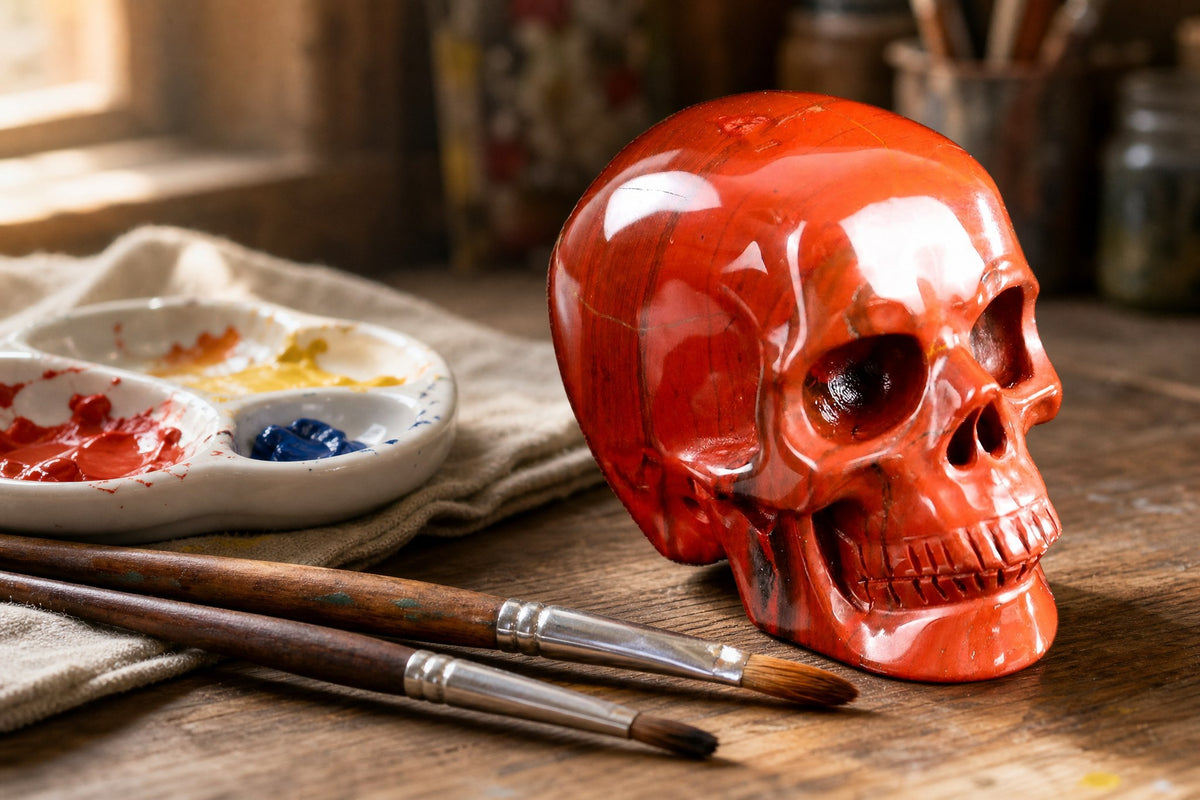 3.0 Inch Red Jasper Crystal Skull Detail A