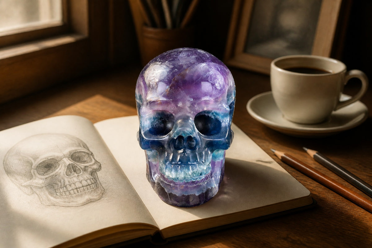 Fluorite skull detail A