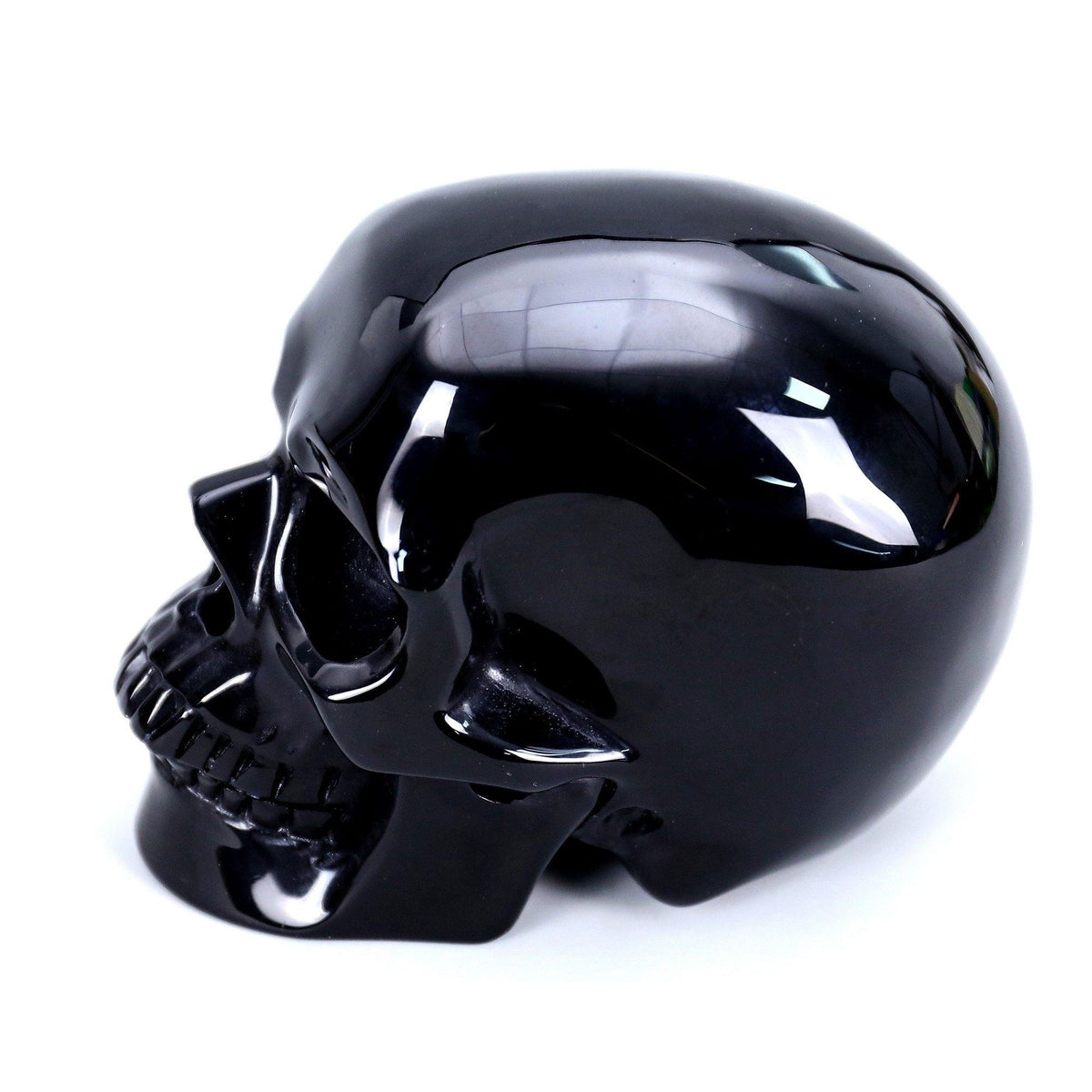 4.5 Inch Black Obsidian Crystal Skull high angle three-quarter right