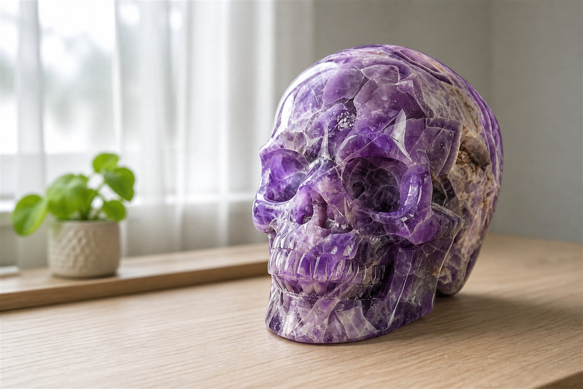 4.5 Inch Amethyst Crystal Skull Detail 1