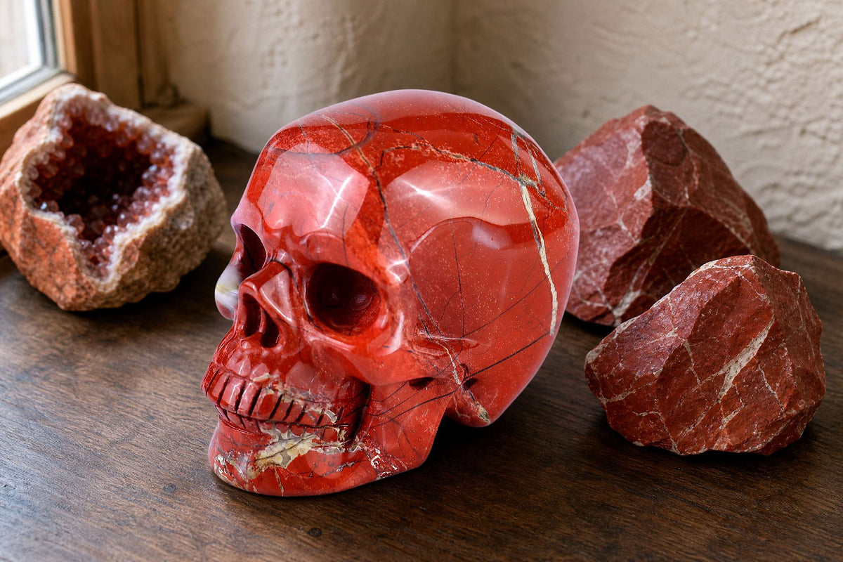 4.5 Inch Red Jasper Crystal Skull Detail A