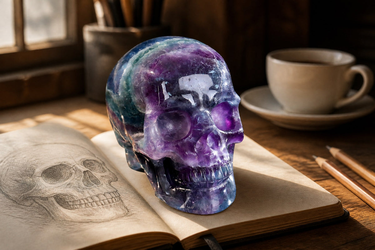 Fluorite skull detail A