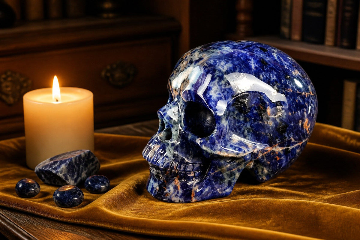 4.5 Inch Sodalite Crystal Skull Detail 2