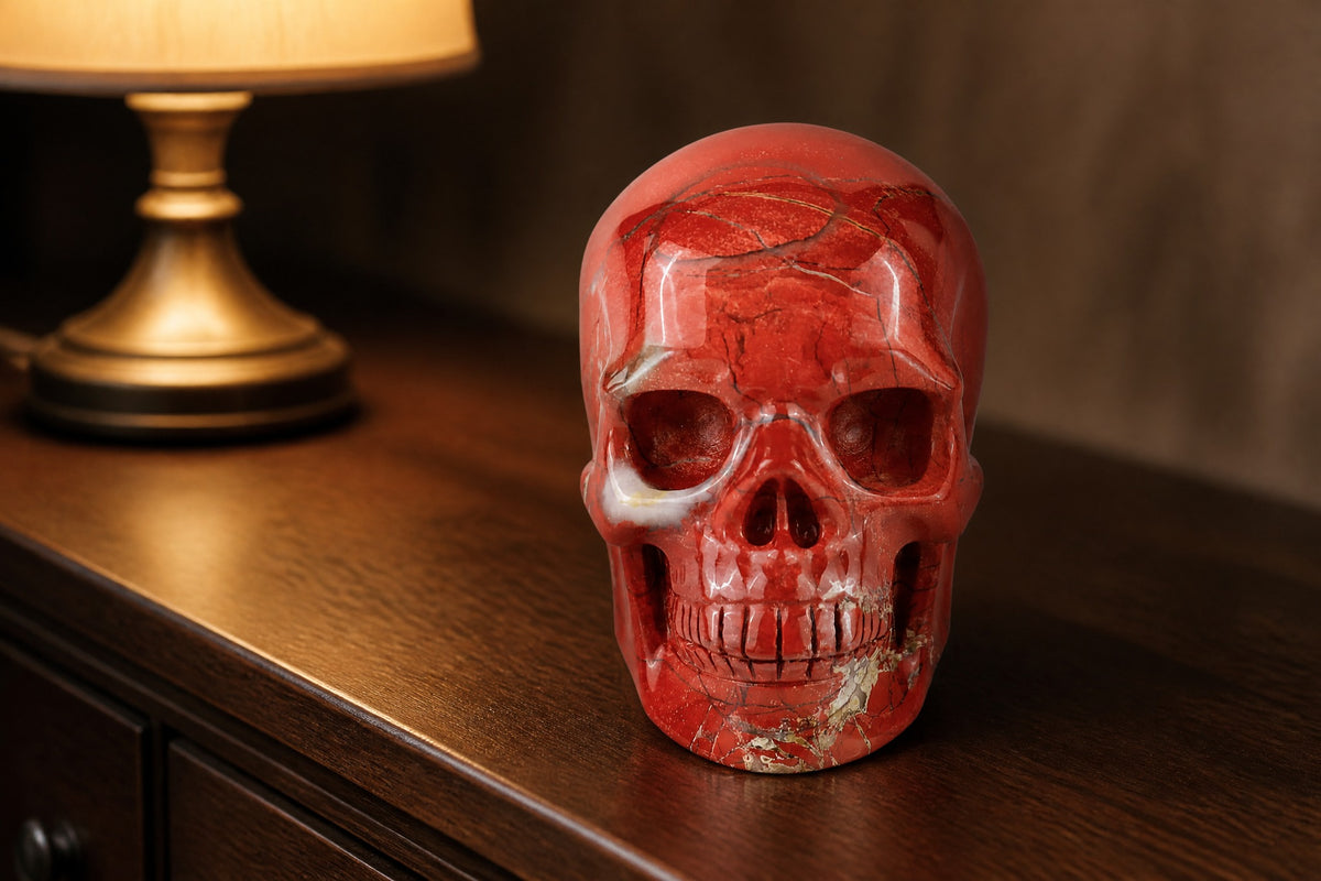 4.5 Inch Red Jasper Crystal Skull Detail B