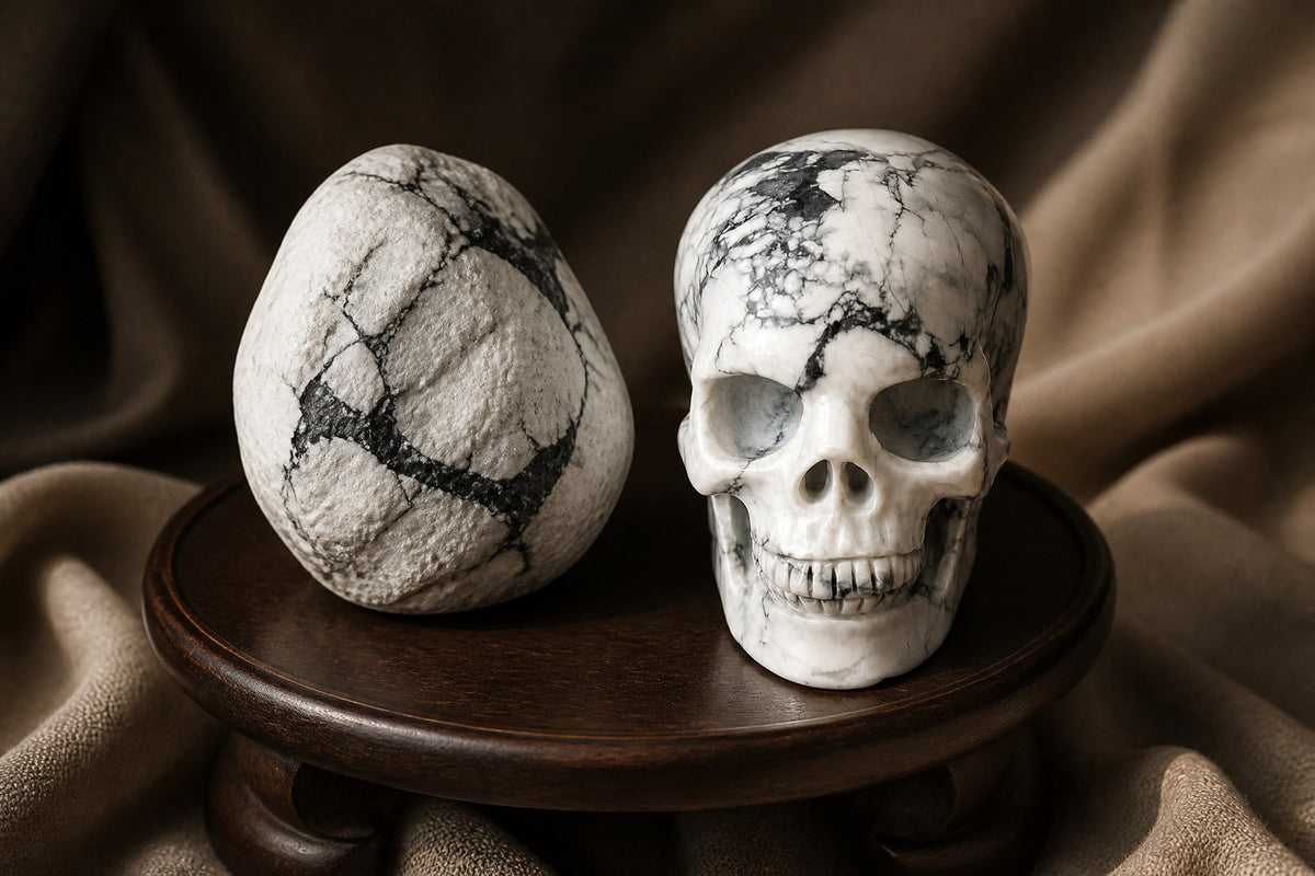 Howlite skull detail B