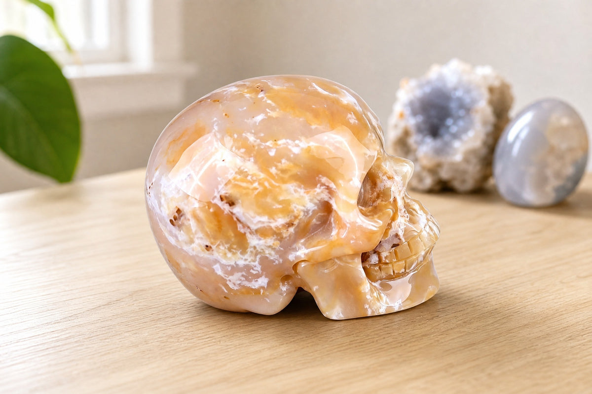 2.2 Inch Yellow Chalcedony Crystal Skull Detail B