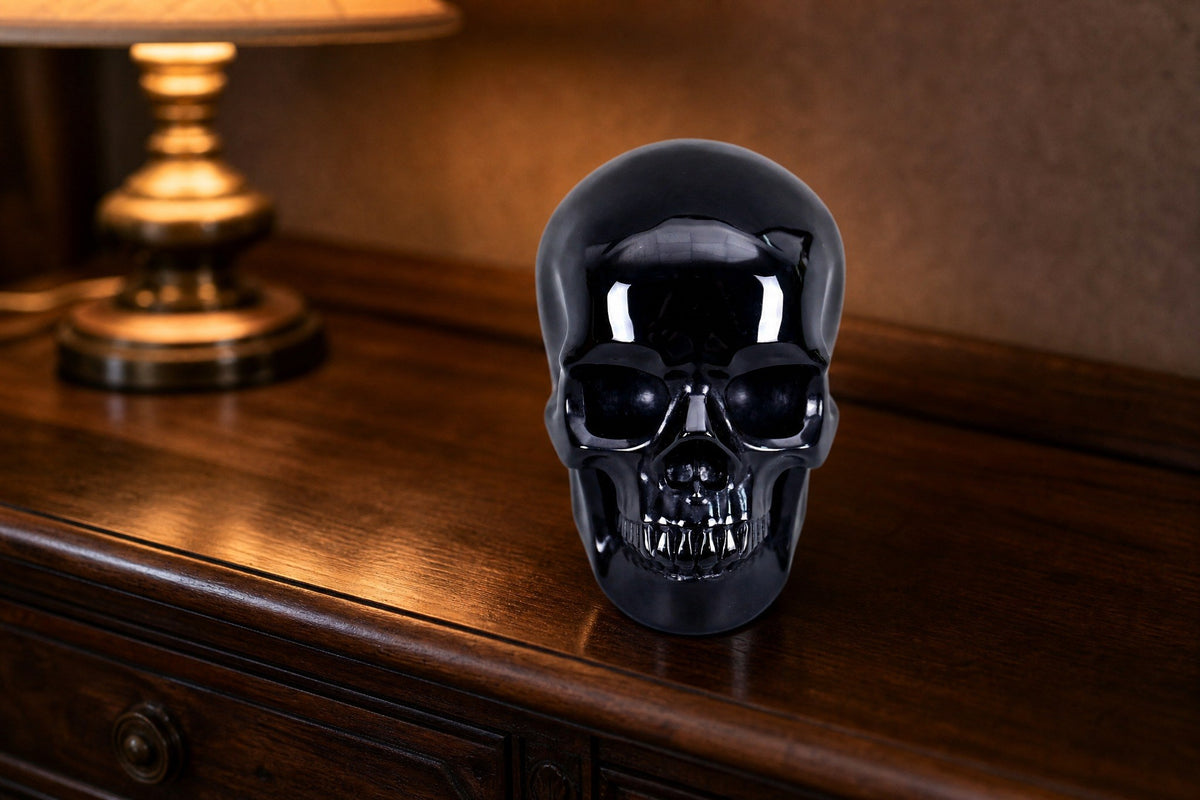 4.5 Inch Black Obsidian Crystal Skull Detail B