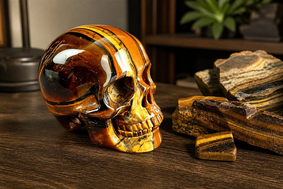 4.5 Inch Tiger Eye Crystal Skull Detail 2