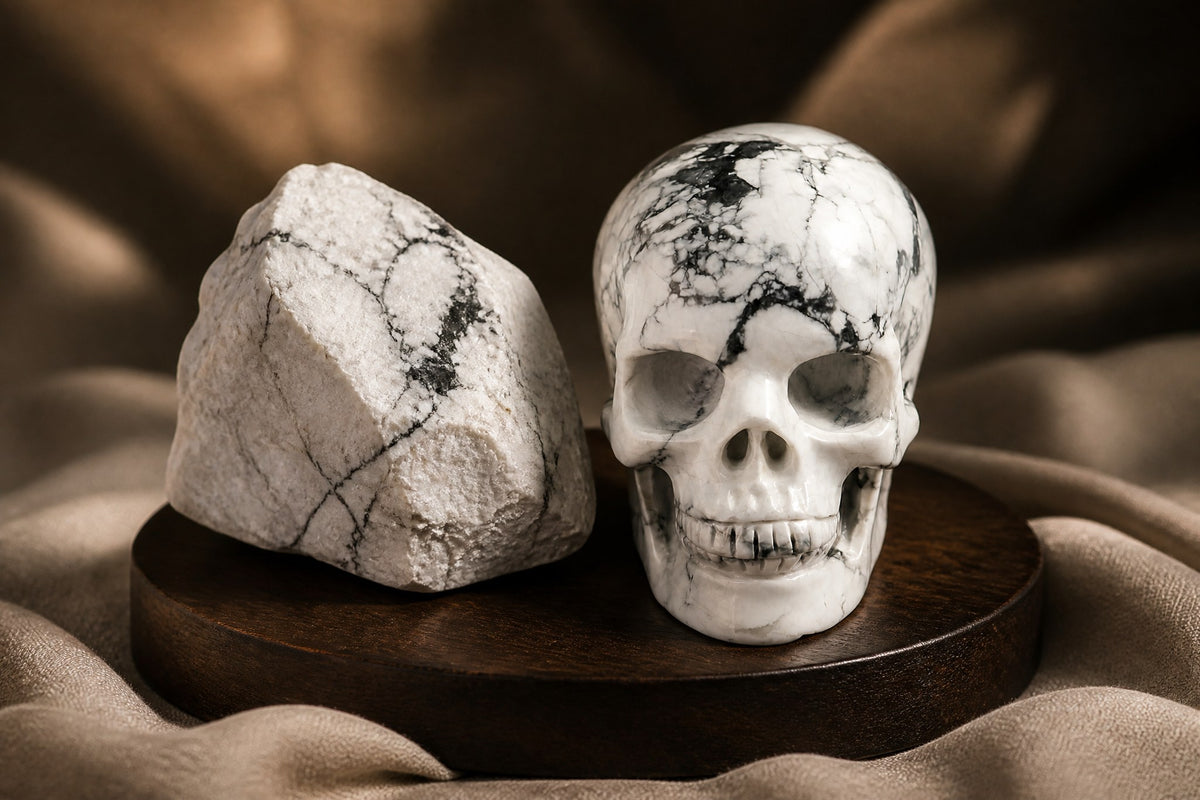 Howlite skull detail B