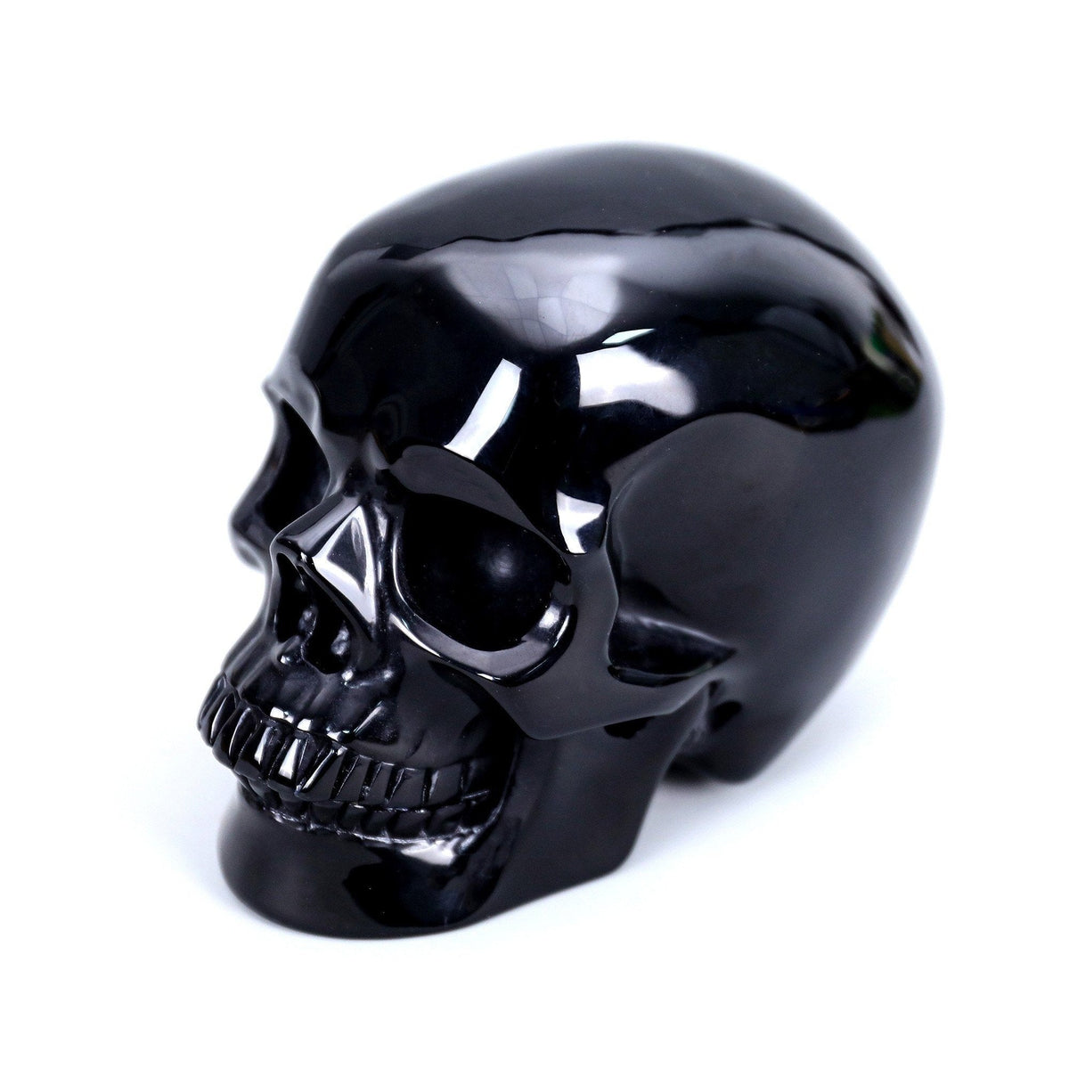 4.5 Inch Black Obsidian Crystal Skull left front view