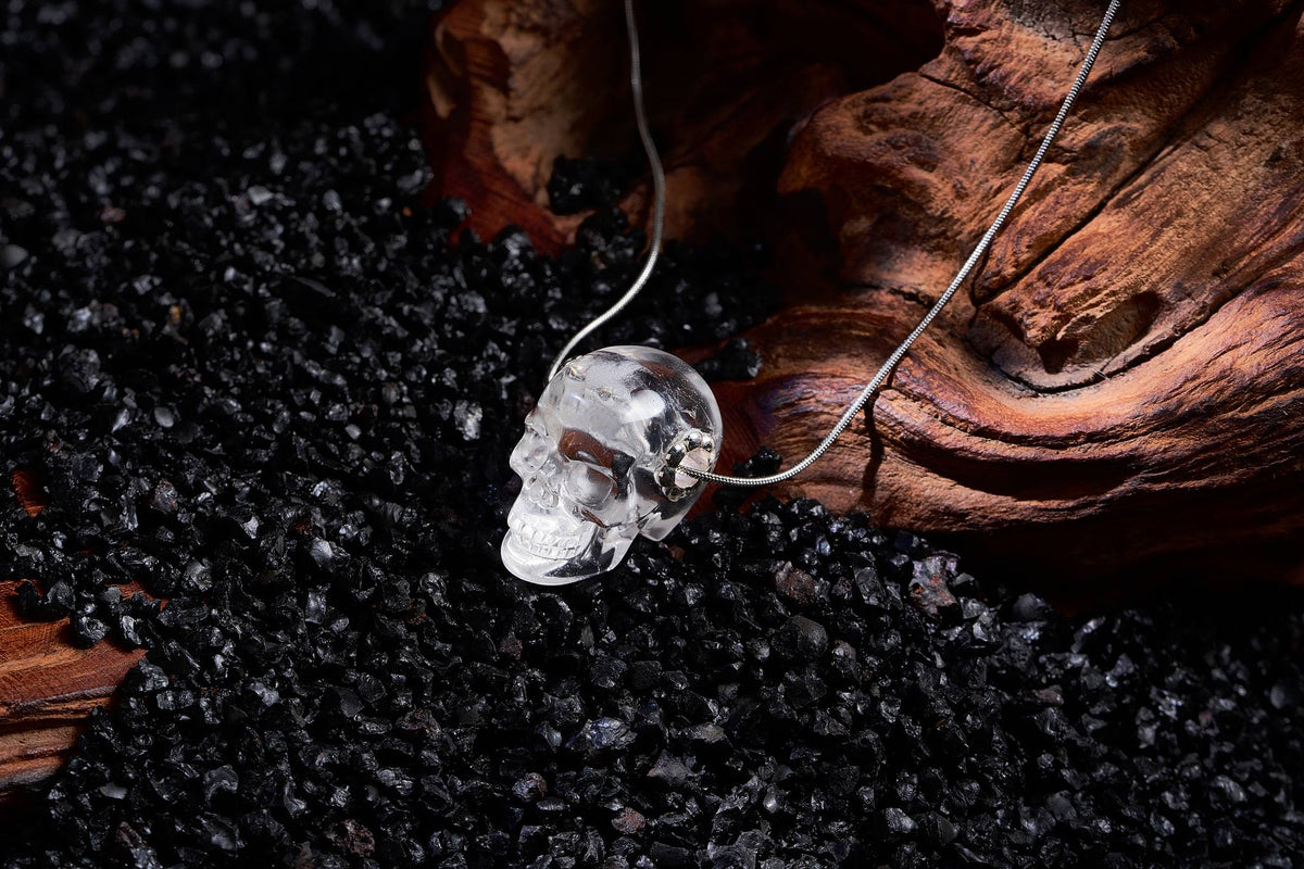 1.0" Clear Quartz Crystal Skull Necklace - Detail B