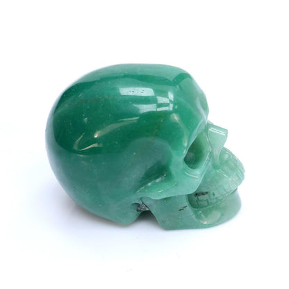 4.5 Inch Green Aventurine Crystal Skull three-quarter rear view