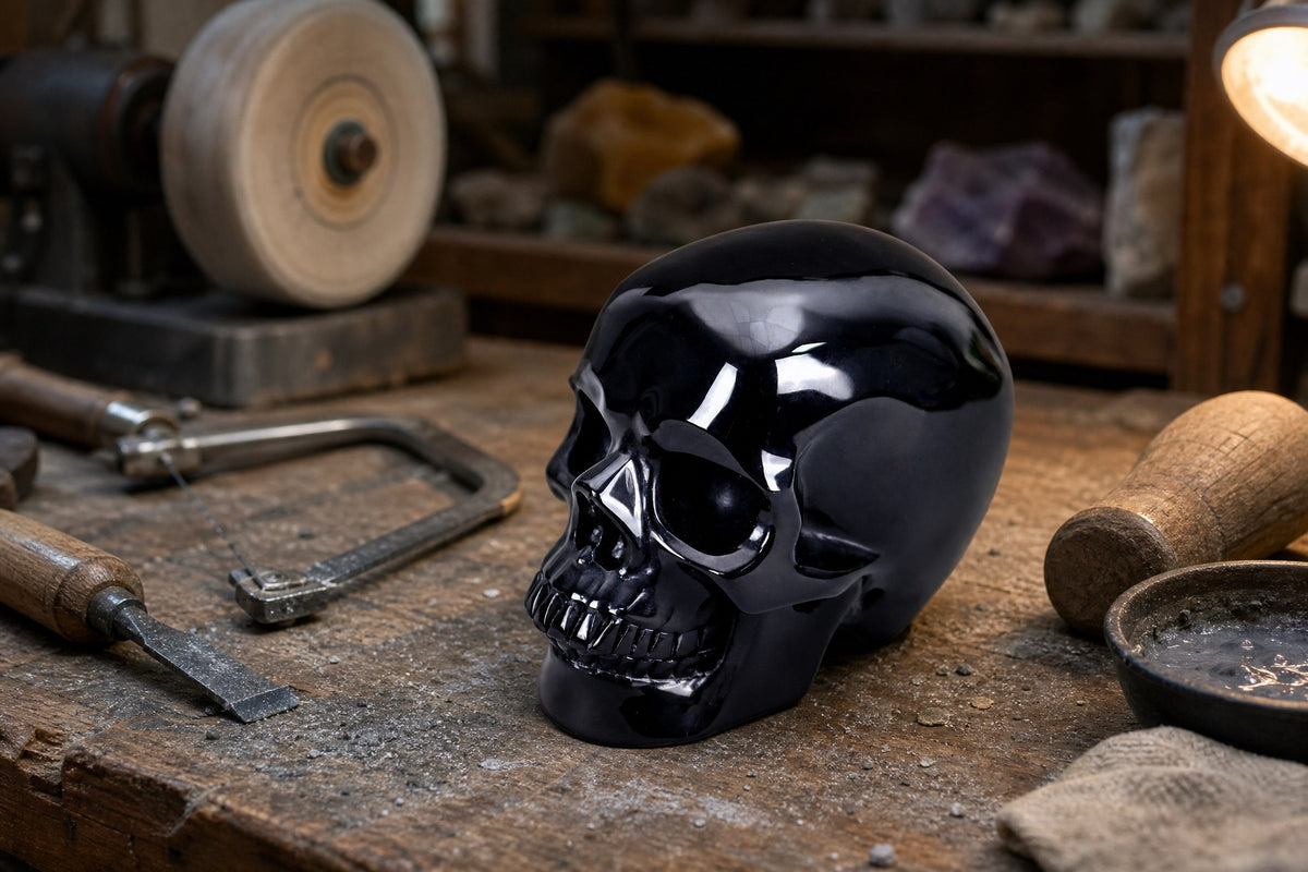 3.0 Inch Black Obsidian Crystal Skull Detail B