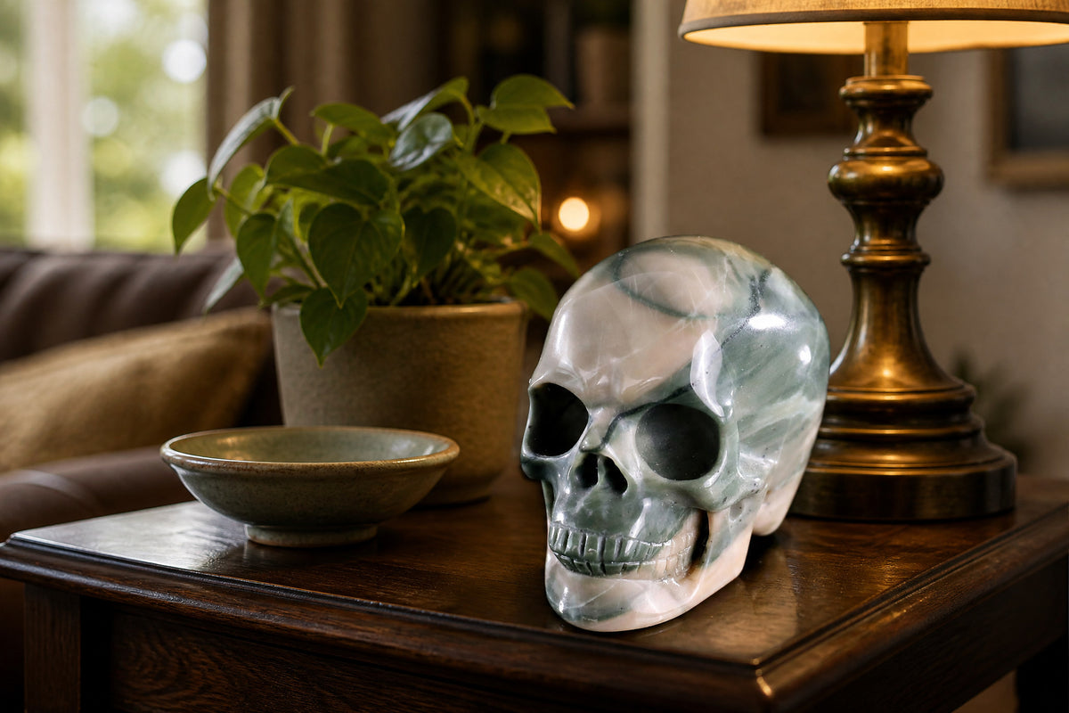 Nine Dragon Jade skull detail C