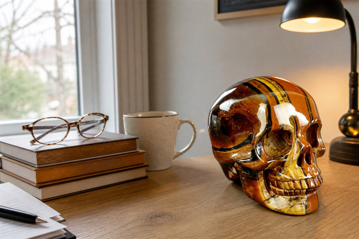 4.5 Inch Tiger Eye Crystal Skull Detail 3