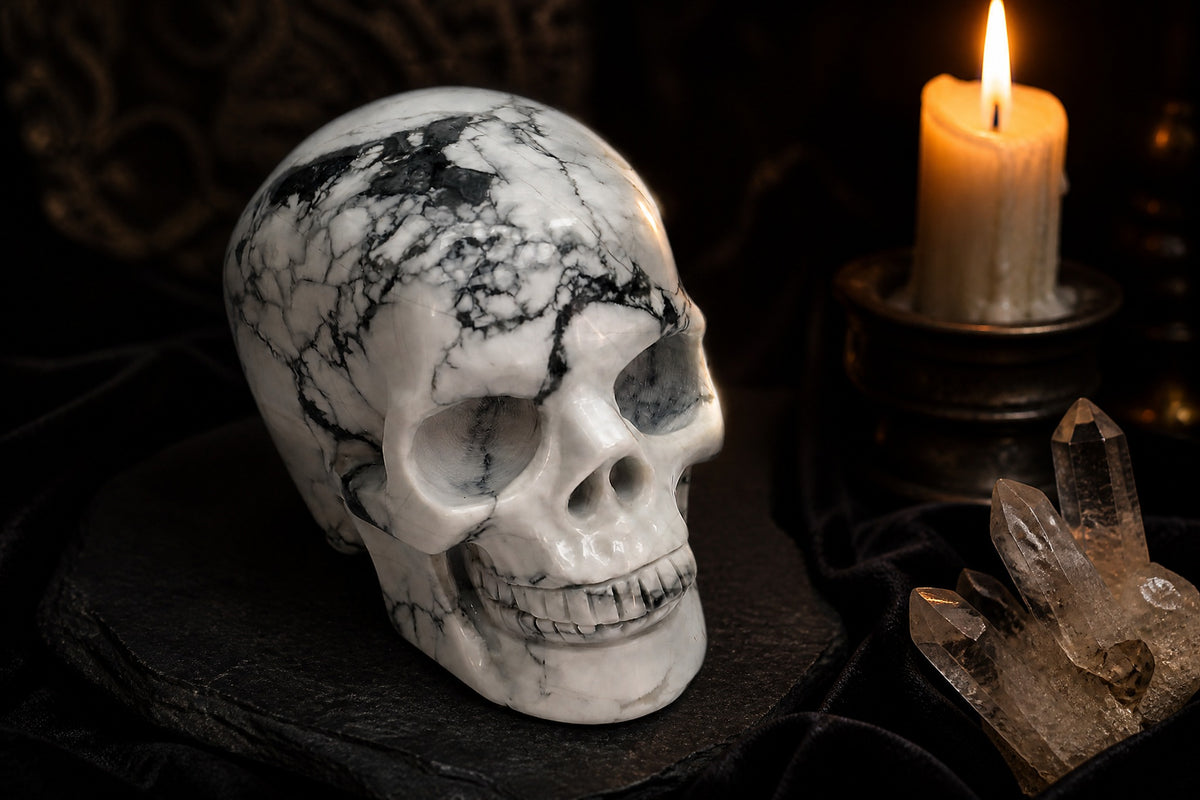 Howlite skull detail C