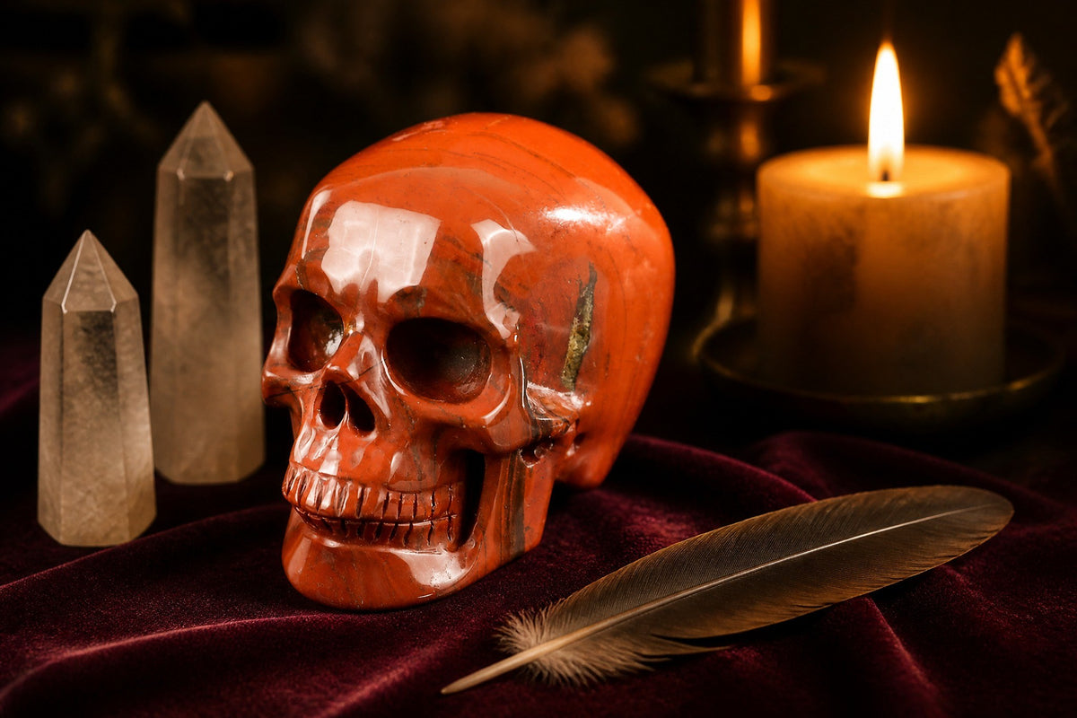 3.0 Inch Red Jasper Crystal Skull Detail C
