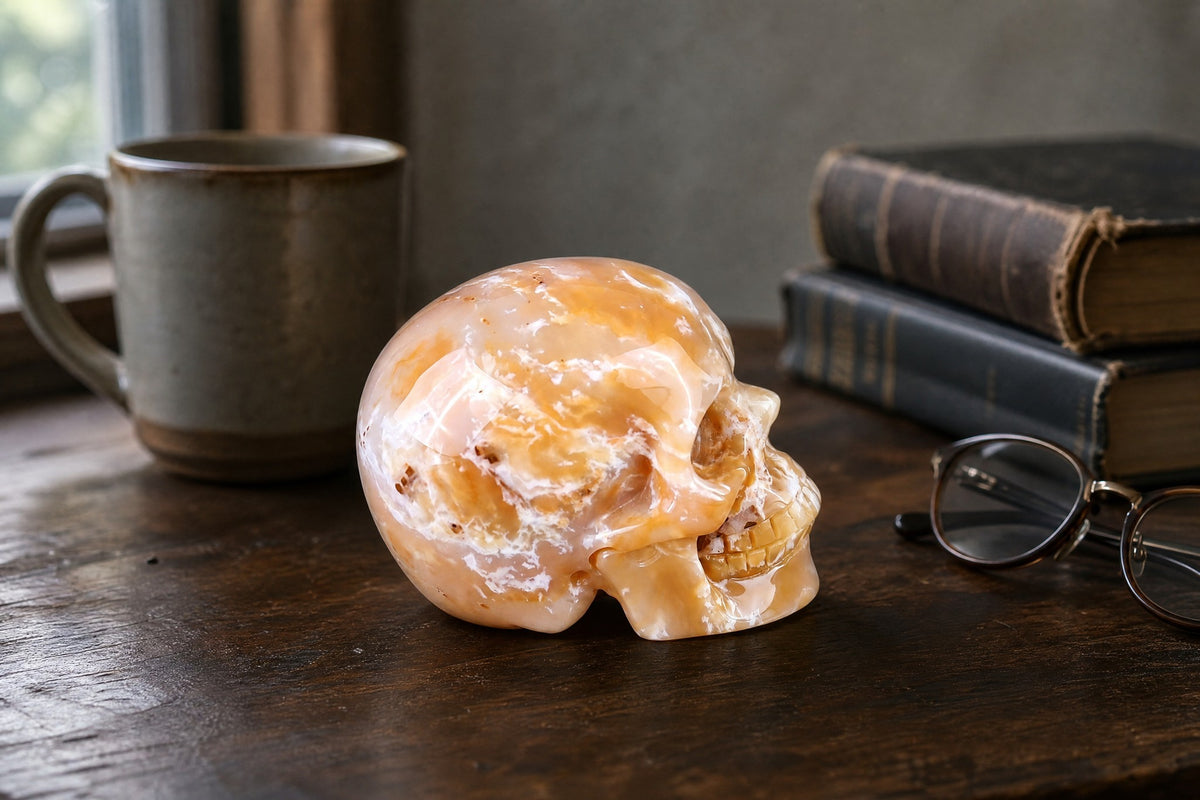 3.0 Inch Yellow Chalcedony Crystal Skull Detail C