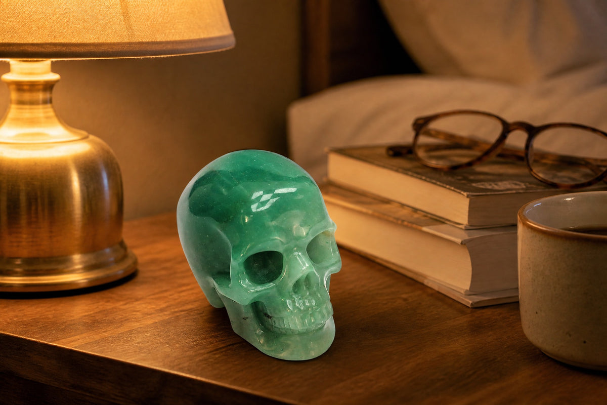 2.2 Inch Green Aventurine Crystal Skull Detail C
