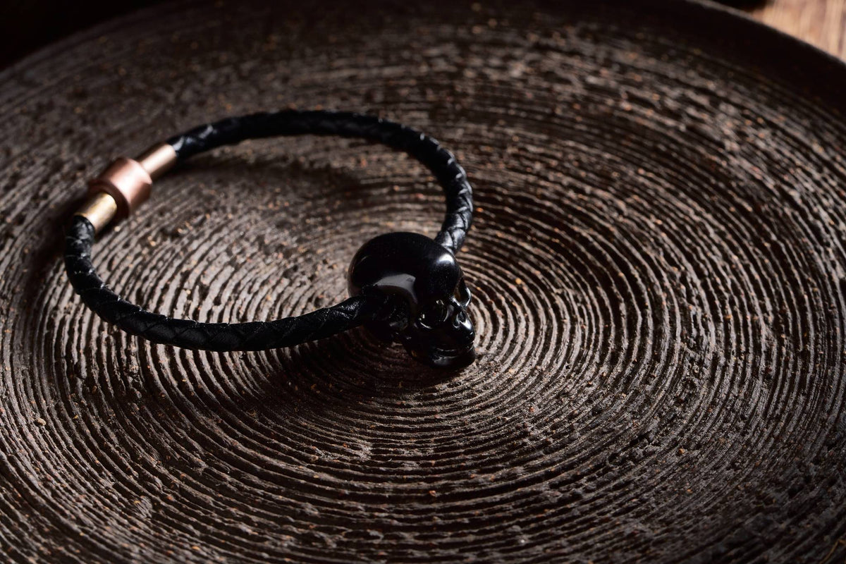 1.0" Black Obsidian Crystal Skull Necklace - Detail C