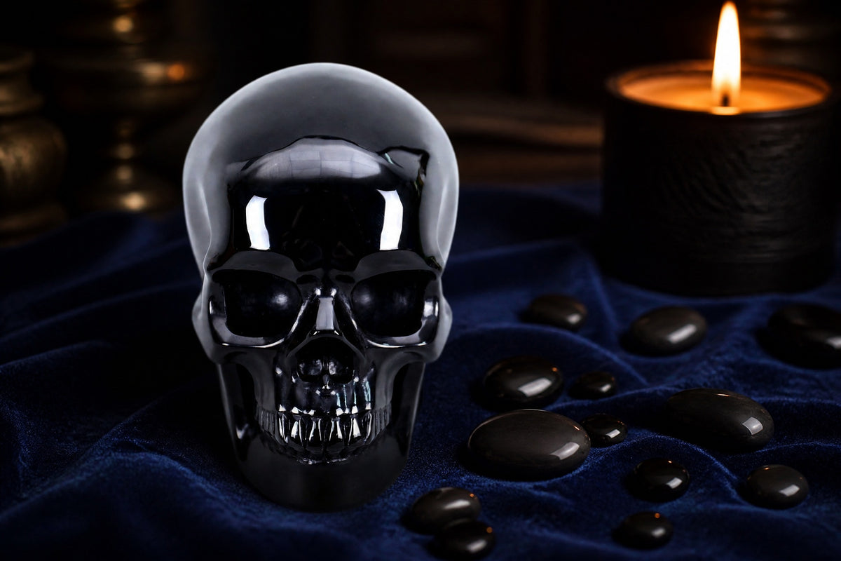 3.0 Inch Black Obsidian Crystal Skull Detail C