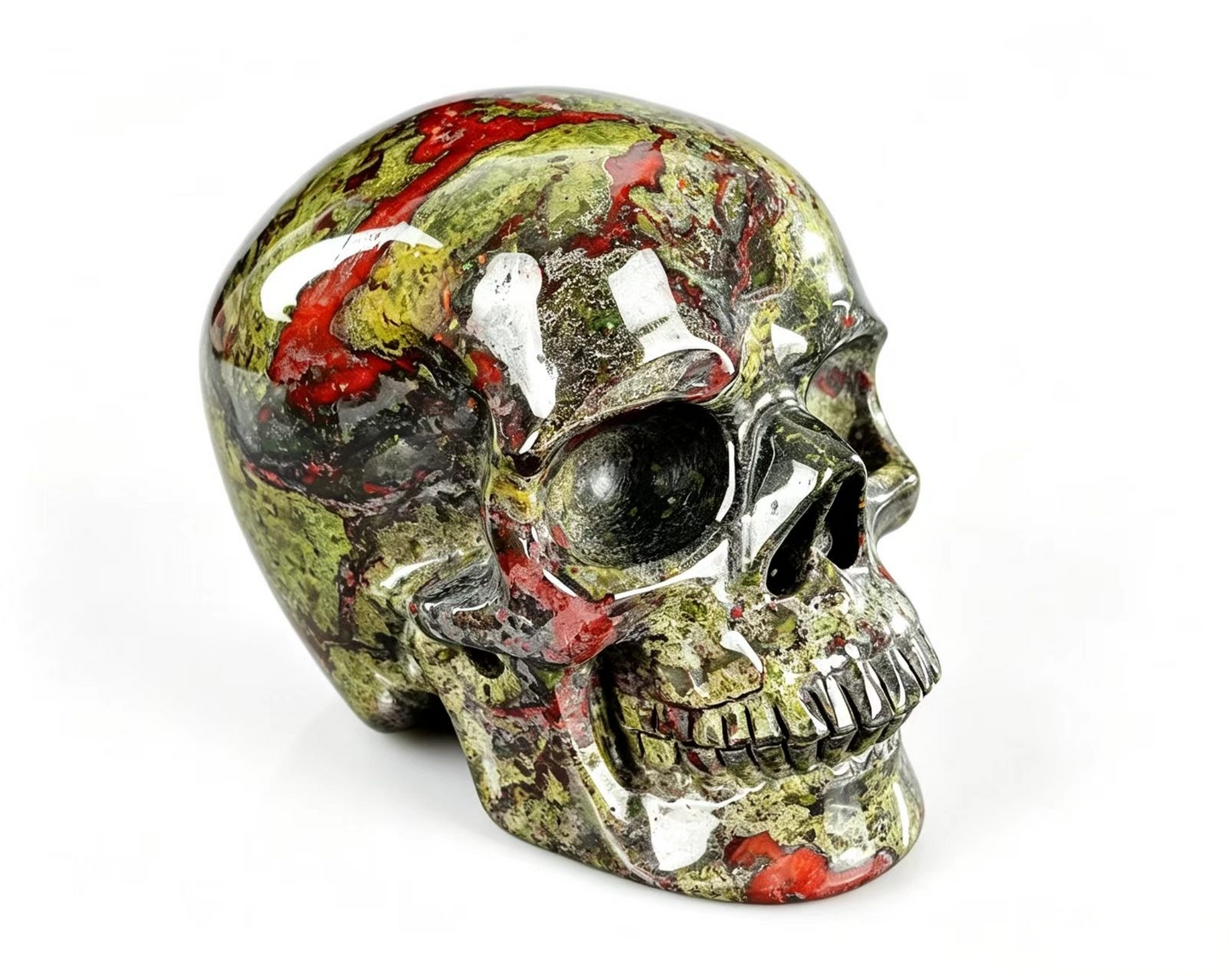 2.2" Natural Dragon Blood Jasper Crystal Skull Grounding Protection Ornament