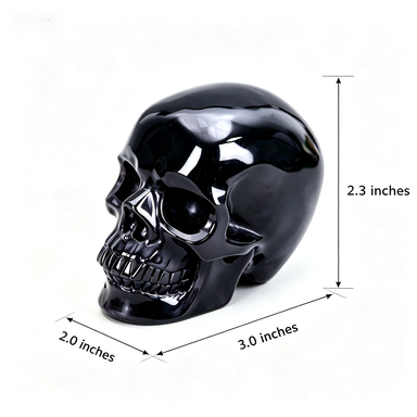 3.0" Natural Black Obsidian Crystal Skull Energy Cleansing Ornament