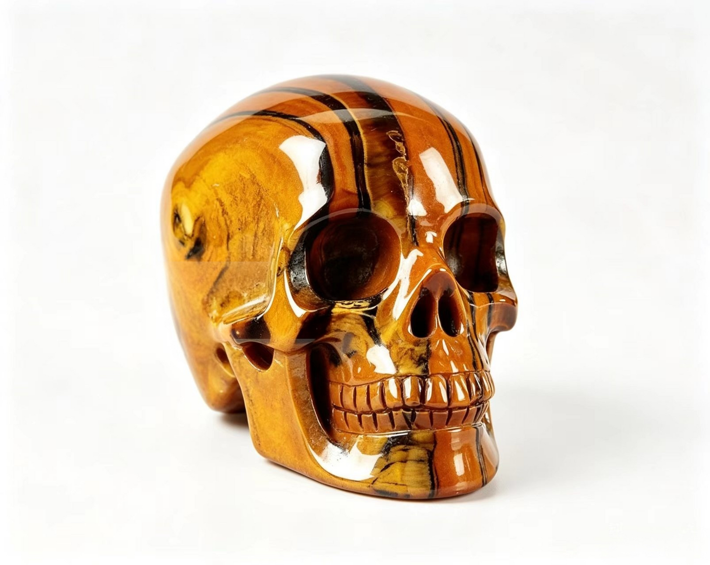 3.0" Natural Tiger's Eye Crystal Skull Courage Protection Ornament