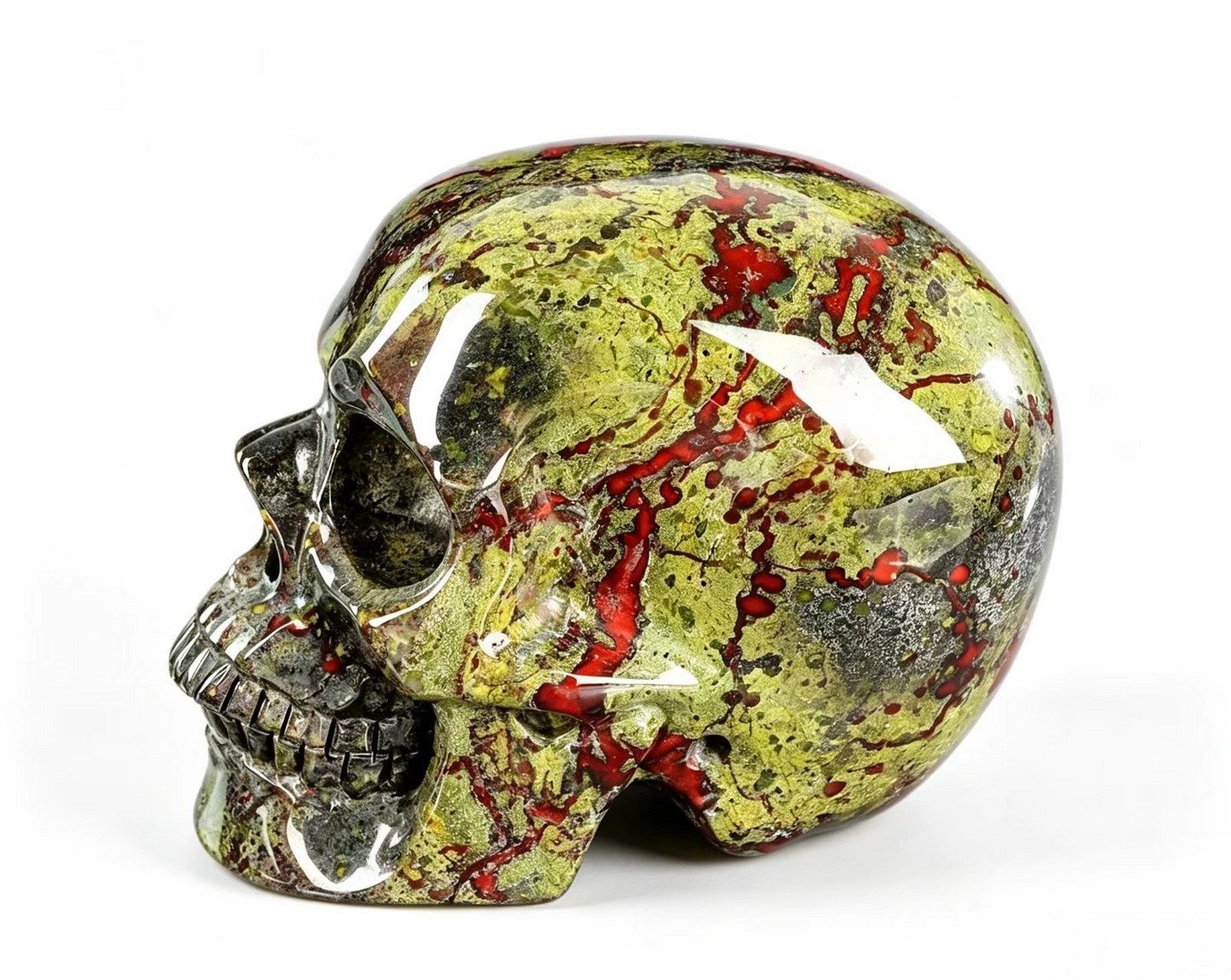 2.2" Natural Dragon Blood Jasper Crystal Skull Grounding Protection Ornament