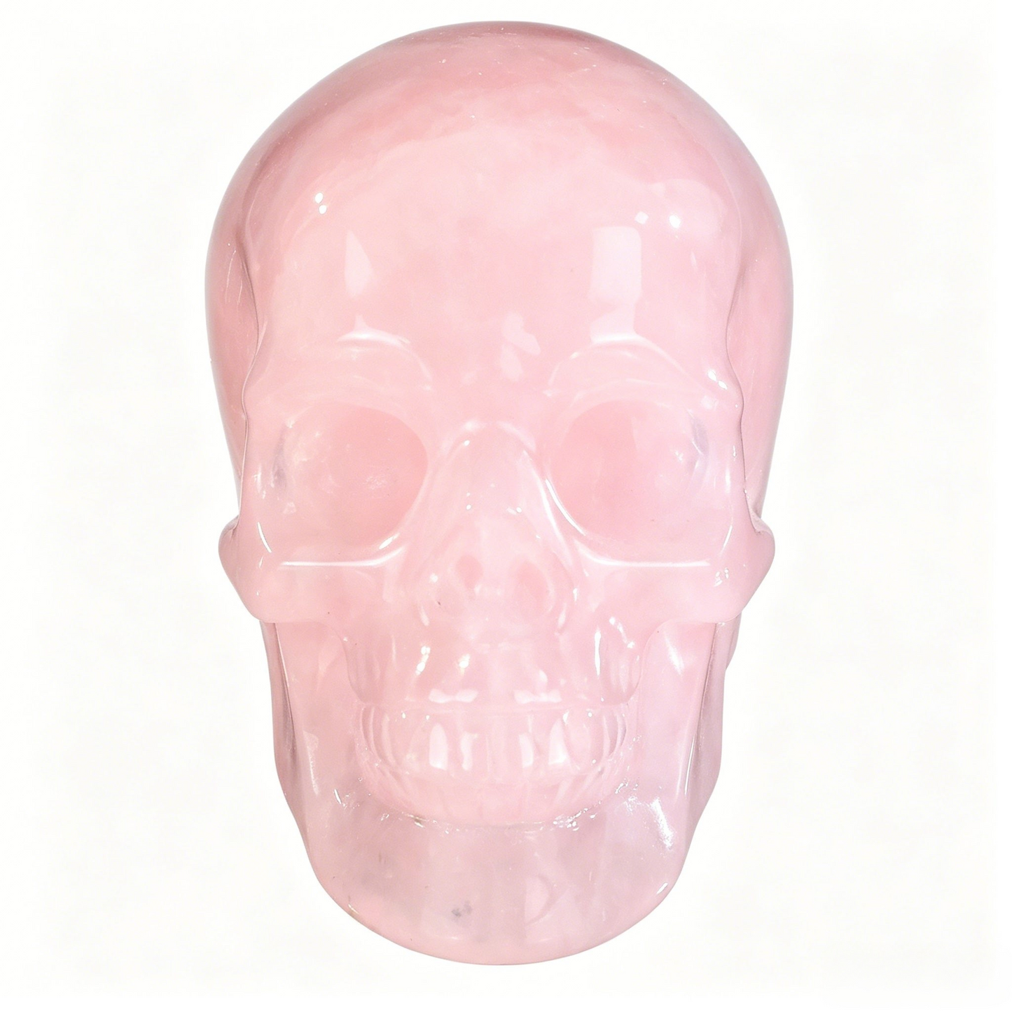 2.2" Natural Rose Quartz Crystal Skull Love Healing Ornament