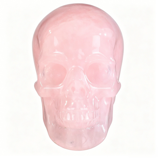 2.2" Natural Rose Quartz Crystal Skull Love Healing Ornament