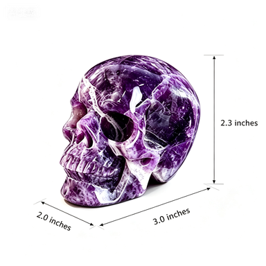 3.0" Natural Amethyst Crystal Skull Spiritual Calming Ornament