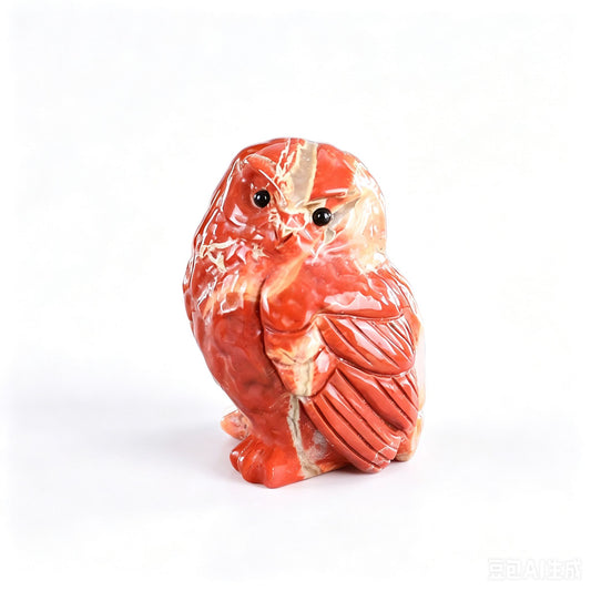 2.5"Natural Crystal Hand Carved Cute Owl Figurine, Spirit Animal Wisdom Stone Spiritual Healing Home Altar Decor